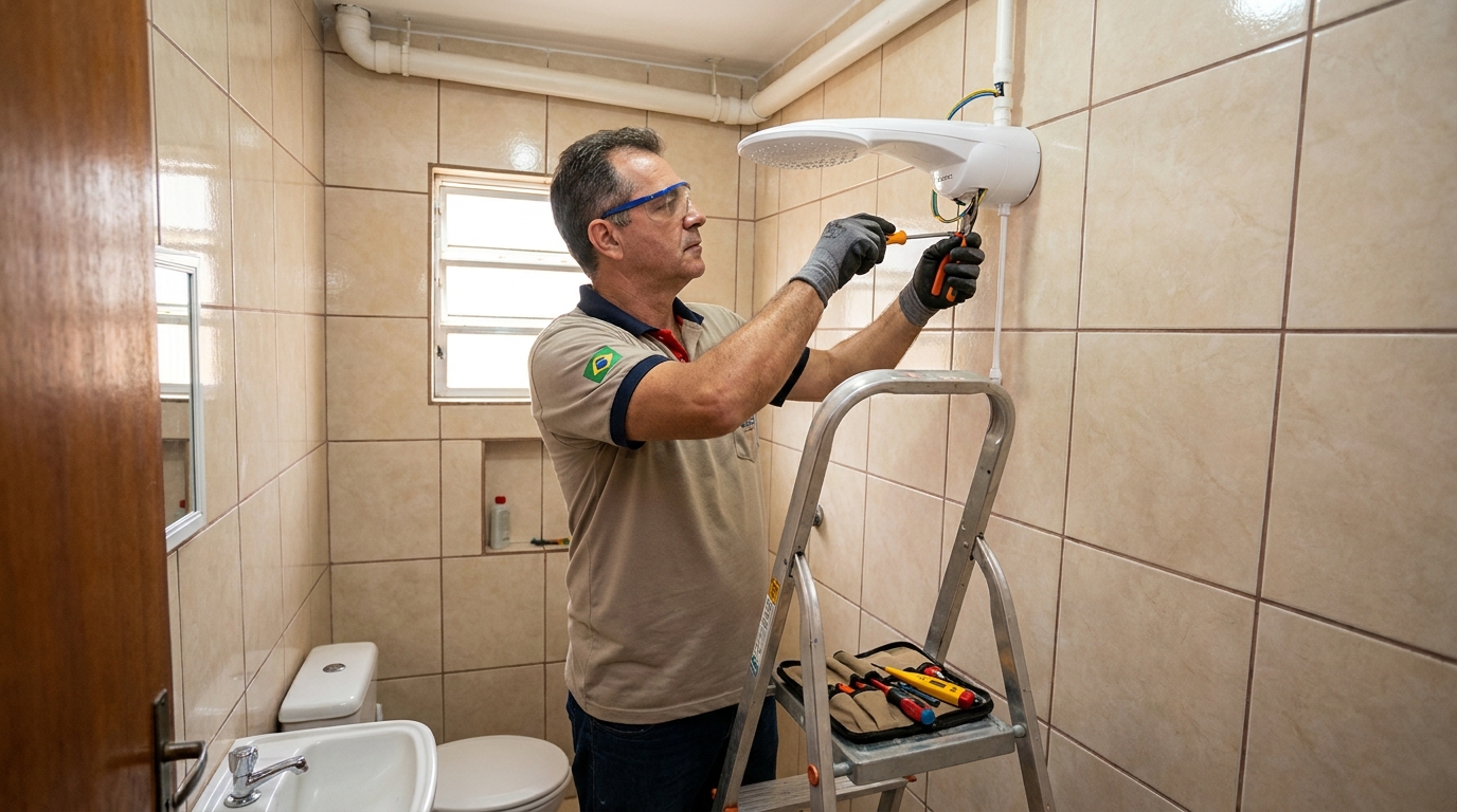 Instalação de chuveiro no banheiro em Caruaru‑PE